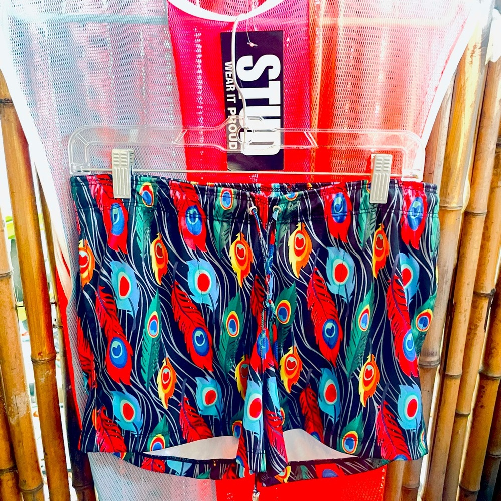 Boynextdoor feather swimshorts